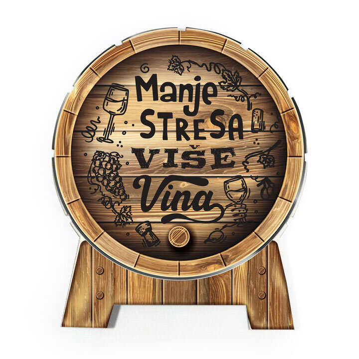 MAGNET HDF BAČVICA 7,8x9,4 cm - Manje stresa, više vina