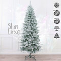 BOŽIĆNO DRVCE SLIM LUXE SA SNIJEGOM I METALNIM STALKOM 210 cm