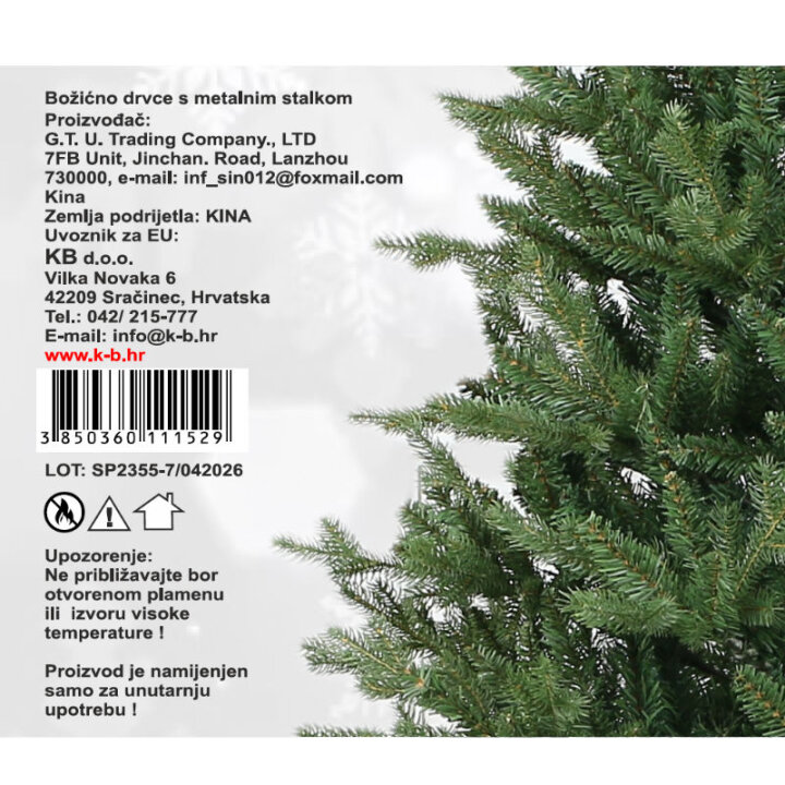 BOŽIĆNO DRVCE NORDICA S METALNIM STALKOM 210 cm