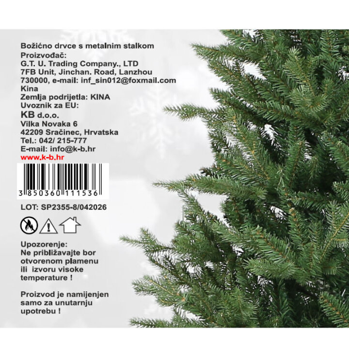 BOŽIĆNO DRVCE NORDICA S METALNIM STALKOM 240 cm