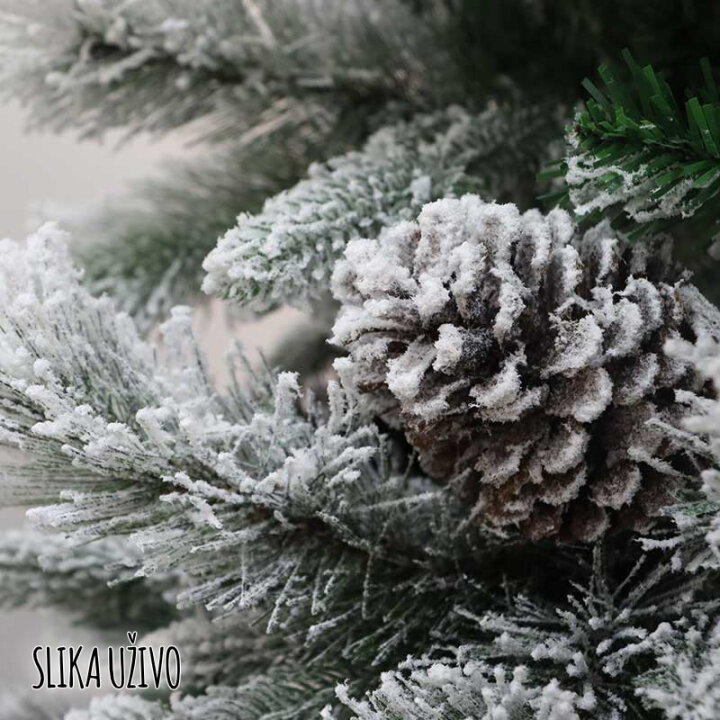 BOŽIĆNO DRVCE AURORA SA SNIJEGOM, ČEŠERIMA I METALNIM STALKOM 240 cm