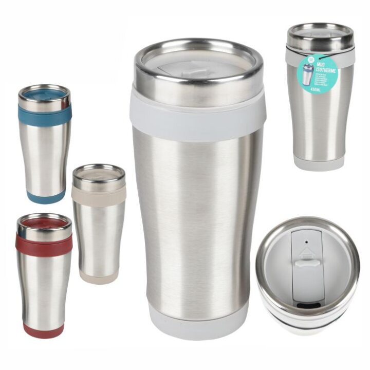 PUTNA TERMOS ŠALICA INOX 450 mL S DRŠKOM U BOJI - SORT