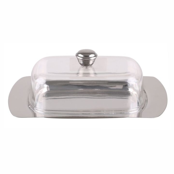 POSUDICA ZA MASLAC INOX S PROZIRNIM POKLOPCEM 19,5 cm