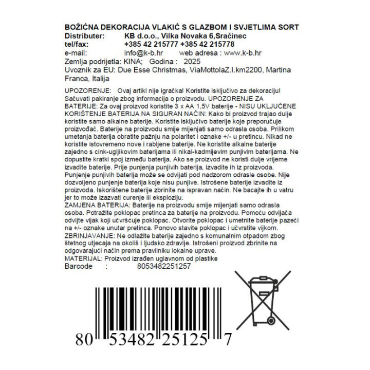 BOŽIĆNA DEKORACIJA VLAKIĆ S GLAZBOM I SVJETLIMA SORT
