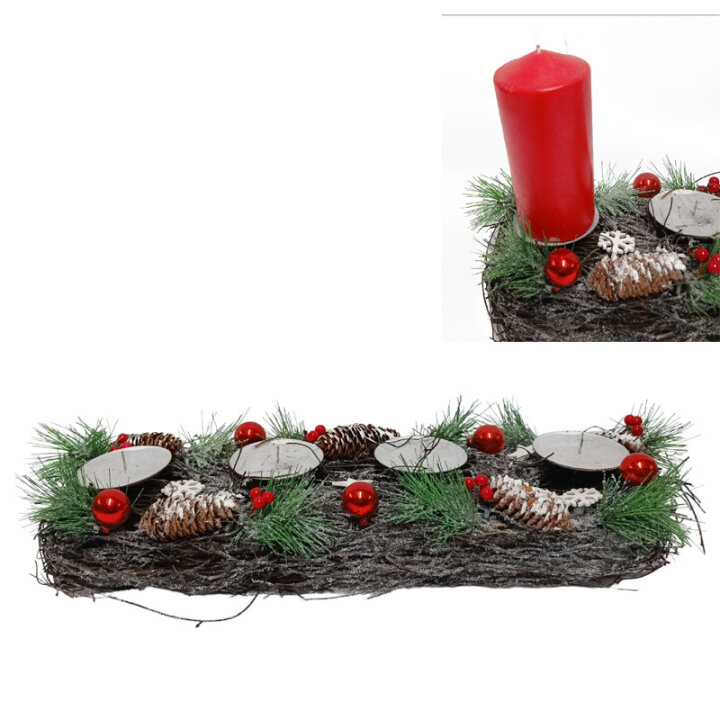 ADVENTSKI VIJENAC DUGULJASTI ZA 4 SVIJEĆE 42x13 CM