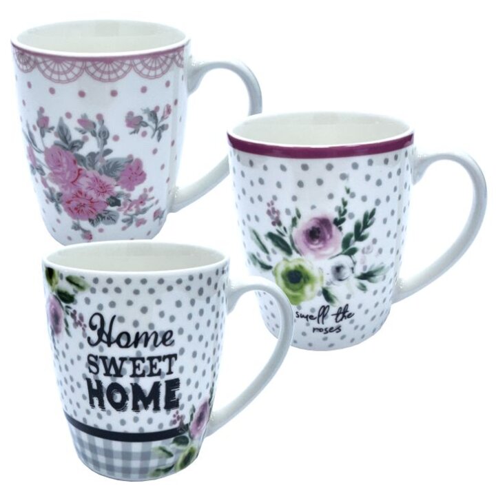 ŠALICA PORCULANSKA ROSIE 330 mL - CVJETNI DEKOR / NATPIS - SORT