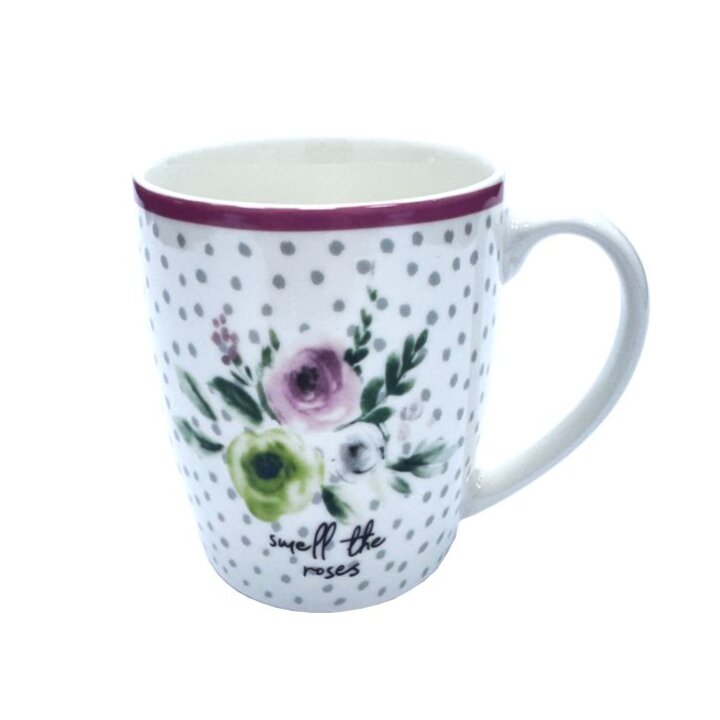 ŠALICA PORCULANSKA ROSIE 330 mL - CVJETNI DEKOR / NATPIS - SORT