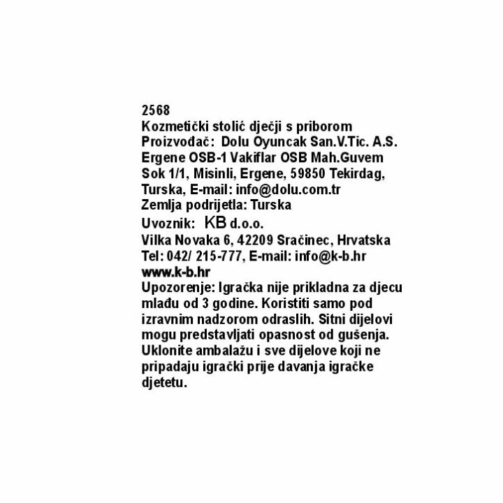 KOZMETIČKI STOLIĆ DJEČJI S PRIBOROM 71x47,5x31,5 CM - JEDNOROG