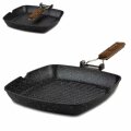 TAVA GRILL ČETVRTASTA S PREKLOPNOM DRVENOM DRŠKOM 28 cm - NATURE