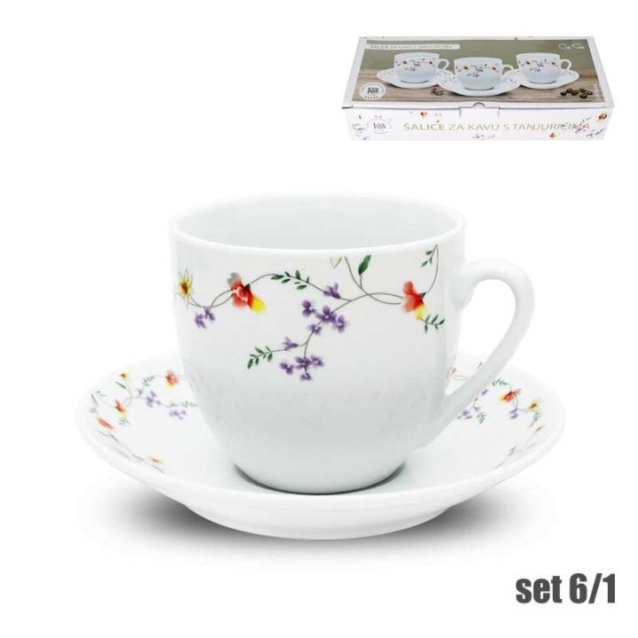ŠALICE PORCULANSKE 6/1 200 mL - FLORAL SPRINKLE