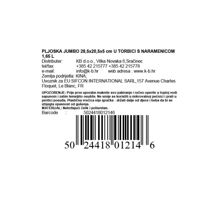 PLJOSKA JUMBO 28,5x20,5x5 cm U TORBICI S NARAMENICOM 1,65 L