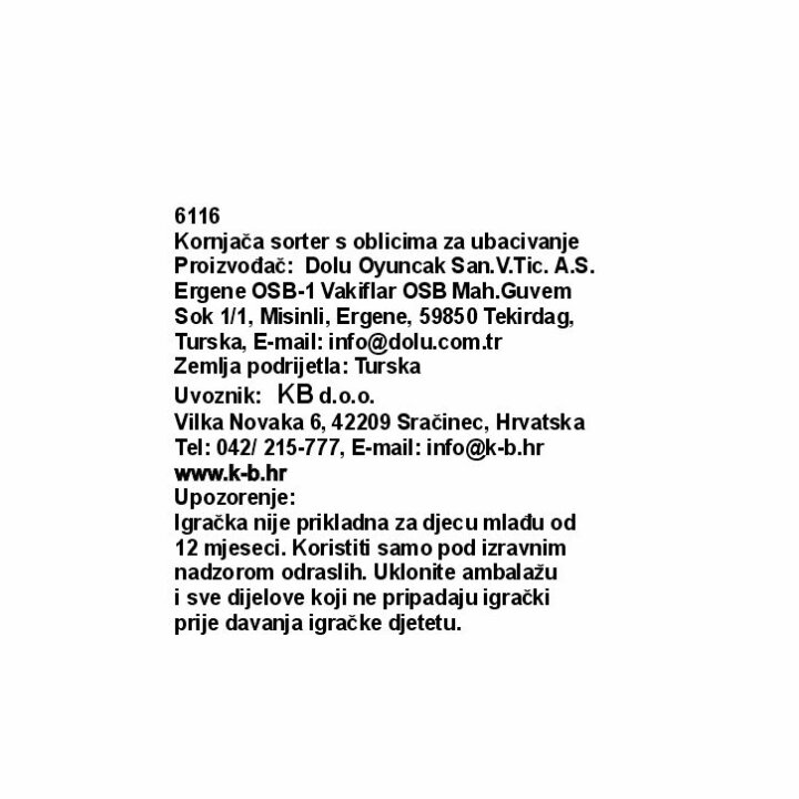 KORNJAČA SORTER S LIKOVIMA ZA UBACIVANJE U KUTIJI 39x25 CM