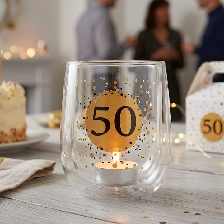SVIJEĆNJAK STAKLENI S BROJEM ˝50˝ - 11x8,5 cm
