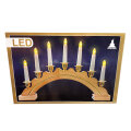 SVIJEĆNJAK SA 7 LED SVIJEĆA NA BATERIJE DRVENO-ZLATNI 44x29 cm