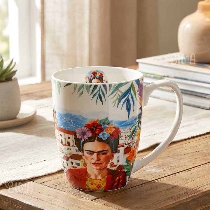 ŠALICA PORCULANSKA 360 mL U POKLON KUTIJI - MEXICAN ART - RED