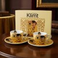 ŠALICE ZA KAVU PORCULANSKE 2/1 110 ML U POKLON KUTIJI - THE KISS ECRU GUSTAV KLIMT
