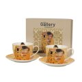 ŠALICE ZA KAVU PORCULANSKE 2/1 270 ML U POKLON KUTIJI - THE KISS ECRU GUSTAV KLIMT