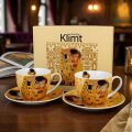 ŠALICE ZA KAVU PORCULANSKE 2/1 270 ML U POKLON KUTIJI - THE KISS ECRU GUSTAV KLIMT