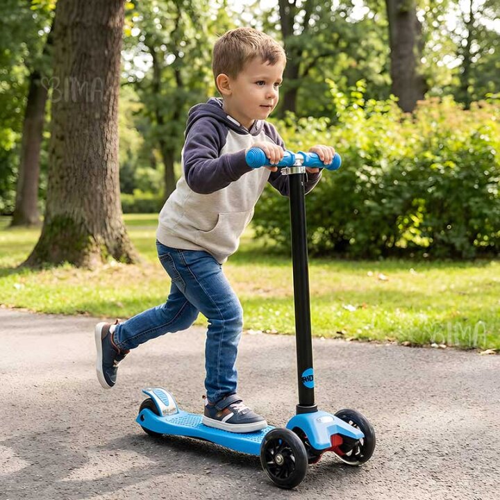 ROMOBIL S TRI KOTAČA DJEČJI S LED SVIJETLIMA NA KOTAČIMA PLAVI 66-90 CM