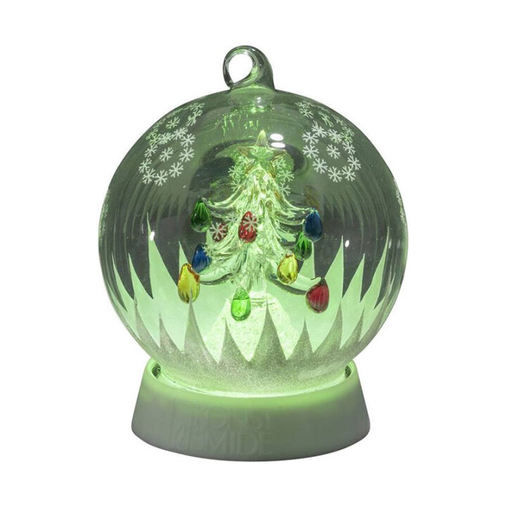 SNJEŽNA KUGLA BOŽIĆNO DRVCE S LED SVJELOM NA BATERIJE S TIMEROM 12 x 16 cm