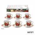 ŠALICE ZA KAVU 6/1 90 mL - BOŽIĆNI DEKOR - CHRISTMAS FLOWERS
