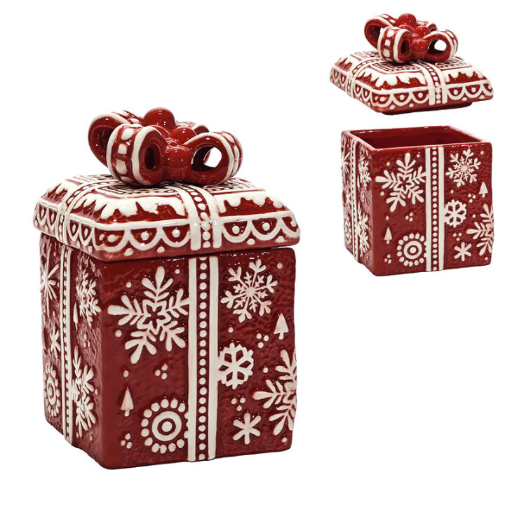 POSUDICA S POKLOPCEM KERAMIČKA - BOŽIĆNI POKLON 9,5x9,5x15,5 CM