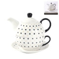 ČAJNIK SET PORCULAN NEW BONE 425 / 250 mL - TOČKASTI DEKOR