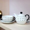 ČAJNIK SET PORCULAN NEW BONE 425 / 250 mL - TOČKASTI DEKOR