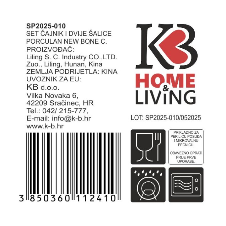 ČAJNIK S DVIJE ŠALICE PORCULAN NEW BONE 450 / 250 mL - BOŽIĆNI DEKOR