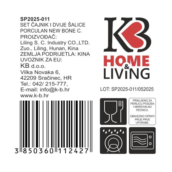 ČAJNIK S DVIJE ŠALICE PORCULAN NEW BONE 450 / 250 mL - BOŽIĆNI DEKOR