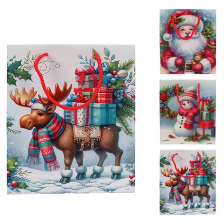 POKLON VREĆICA BOŽIĆNI MOTIV 33x25x10 cm - SORT