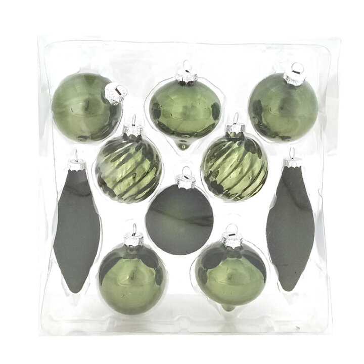 KUGLE ZA BOR STAKLENE ZELENE 10/1 SORT OBLICI 6 cm / 12 cm