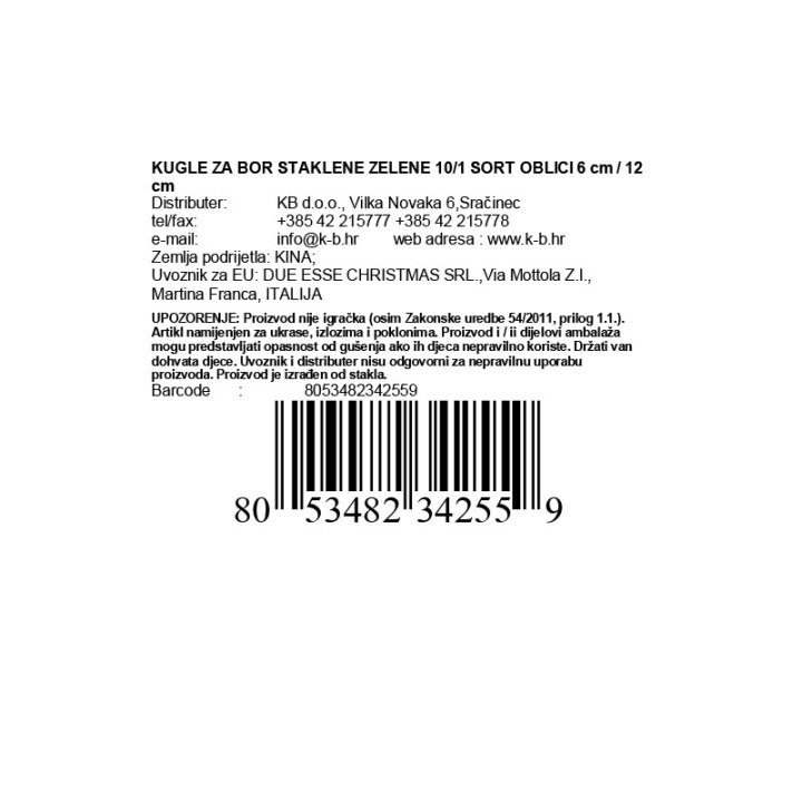 KUGLE ZA BOR STAKLENE ZELENE 10/1 SORT OBLICI 6 cm / 12 cm