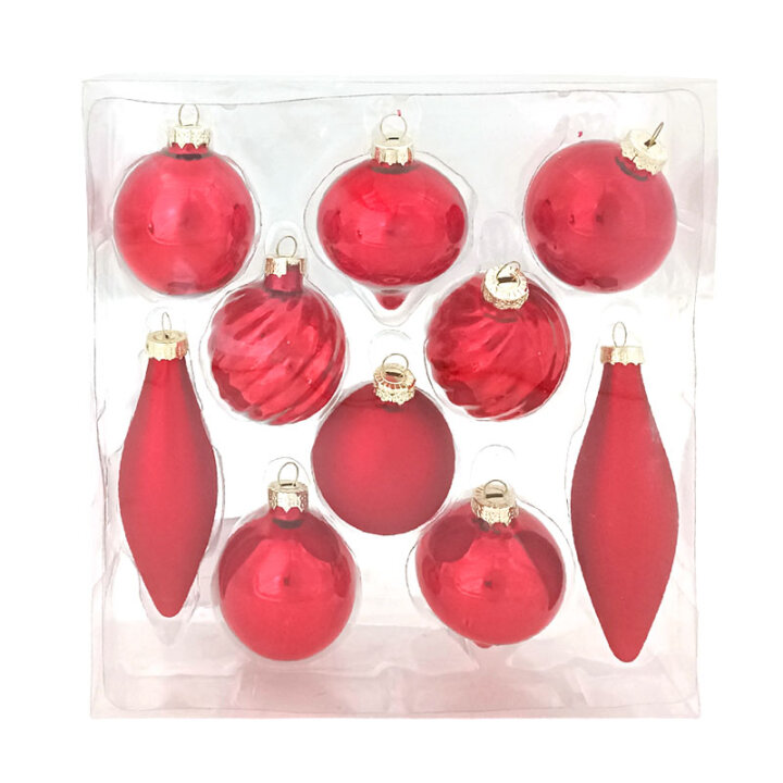 KUGLE ZA BOR STAKLENE CRVENE 10/1 SORT OBLICI 6 cm / 12 cm
