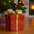 STALAK ZA BOR BOŽIĆNI POKLON CRVENO-ZLATNI 43x27,5x27 cm - PROMJER NOSAČA 36 mm