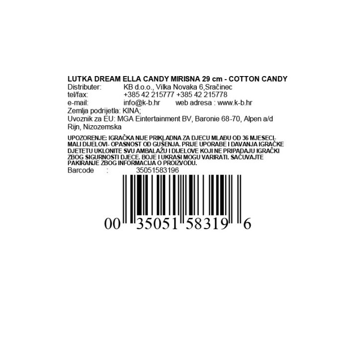 LUTKA DREAM ELLA CANDY MIRISNA 29 cm - COTTON CANDY