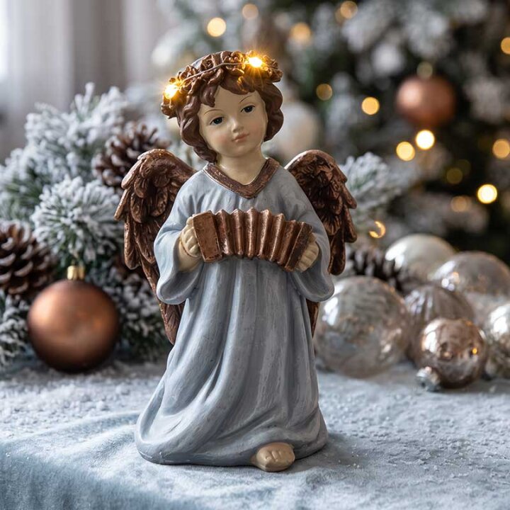 FIGURA ANĐEO SA LED SVJETLIMA SORT 22x13 cm
