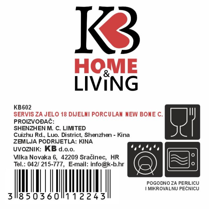 SERVIS ZA JELO 18 DIJELNI NEW BONE VIOLET GARDEN PORCULAN DEKORIRANI - VALOVITI RUB