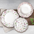 SERVIS ZA JELO 18 DIJELNI NEW BONE PETITE GARDEN PORCULAN DEKORIRANI - VALOVITI RUB