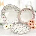 SERVIS ZA JELO 18 DIJELNI NEW BONE PETITE GARDEN PORCULAN DEKORIRANI - VALOVITI RUB