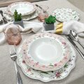 SERVIS ZA JELO 18 DIJELNI NEW BONE PETITE GARDEN PORCULAN DEKORIRANI - VALOVITI RUB