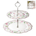 ETAŽER 2 NIVOA NEW BONE PORCULAN PETITE GARDEN DEKORIRANI 26,5 CM - VALOVITI RUB