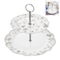 ETAŽER 2 NIVOA NEW BONE PORCULAN FLORAL GRACE DEKORIRANI 26,5 CM - VALOVITI RUB