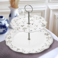 ETAŽER 2 NIVOA NEW BONE PORCULAN FLORAL GRACE DEKORIRANI 26,5 CM - VALOVITI RUB