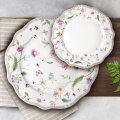 SET ZA KOLAČE 7 DIJELNI NEW BONE PETITE GARDEN PORCULAN DEKORIRANI - VALOVITI RUB