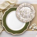 SET ZA KOLAČE 7 DIJELNI NEW BONE FLORAL MEADOW PORCULAN DEKORIRANI - VALOVITI RUB