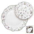 SET ZA KOLAČE 7 DIJELNI NEW BONE FLORAL GRACE PORCULAN DEKORIRANI - VALOVITI RUB
