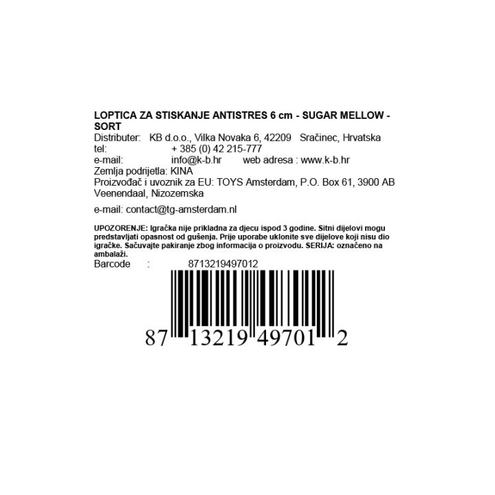LOPTICA ZA STISKANJE ANTISTRES 6 cm - SUGAR MELLOW - SORT
