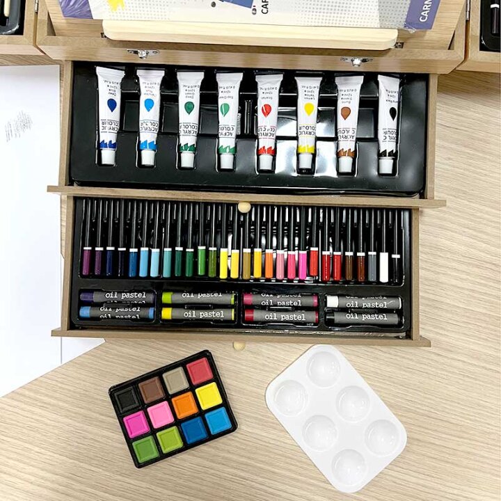 SET ZA CRTANJE 85 DIJELNI U DRVENOM KOFERU - ATELIER D'ART 34,5x25,5x11,5 cm