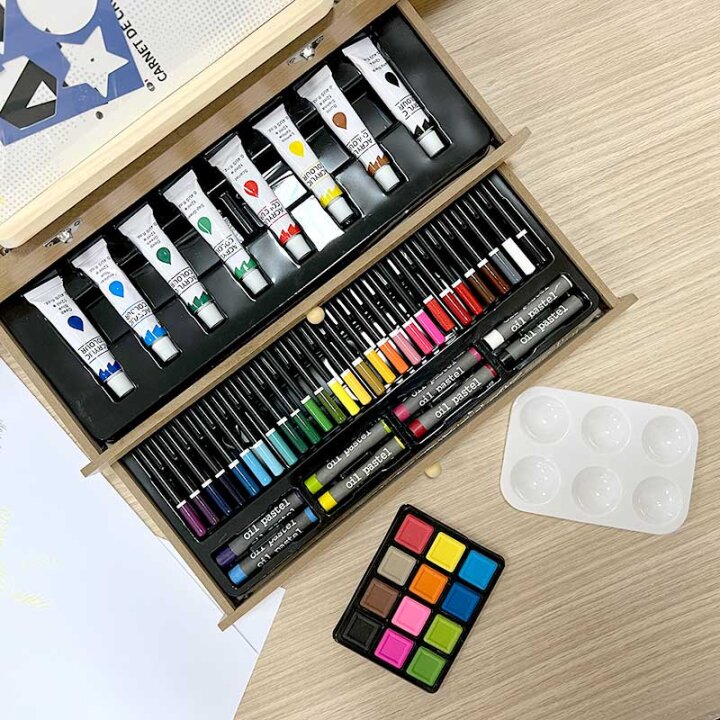 SET ZA CRTANJE 85 DIJELNI U DRVENOM KOFERU - ATELIER D'ART 34,5x25,5x11,5 cm